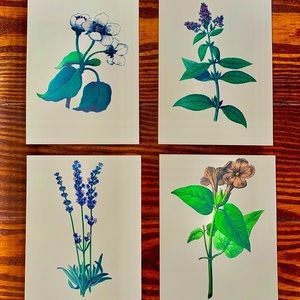 Four Farmhouse Floral Prints 5.5”x7.5”